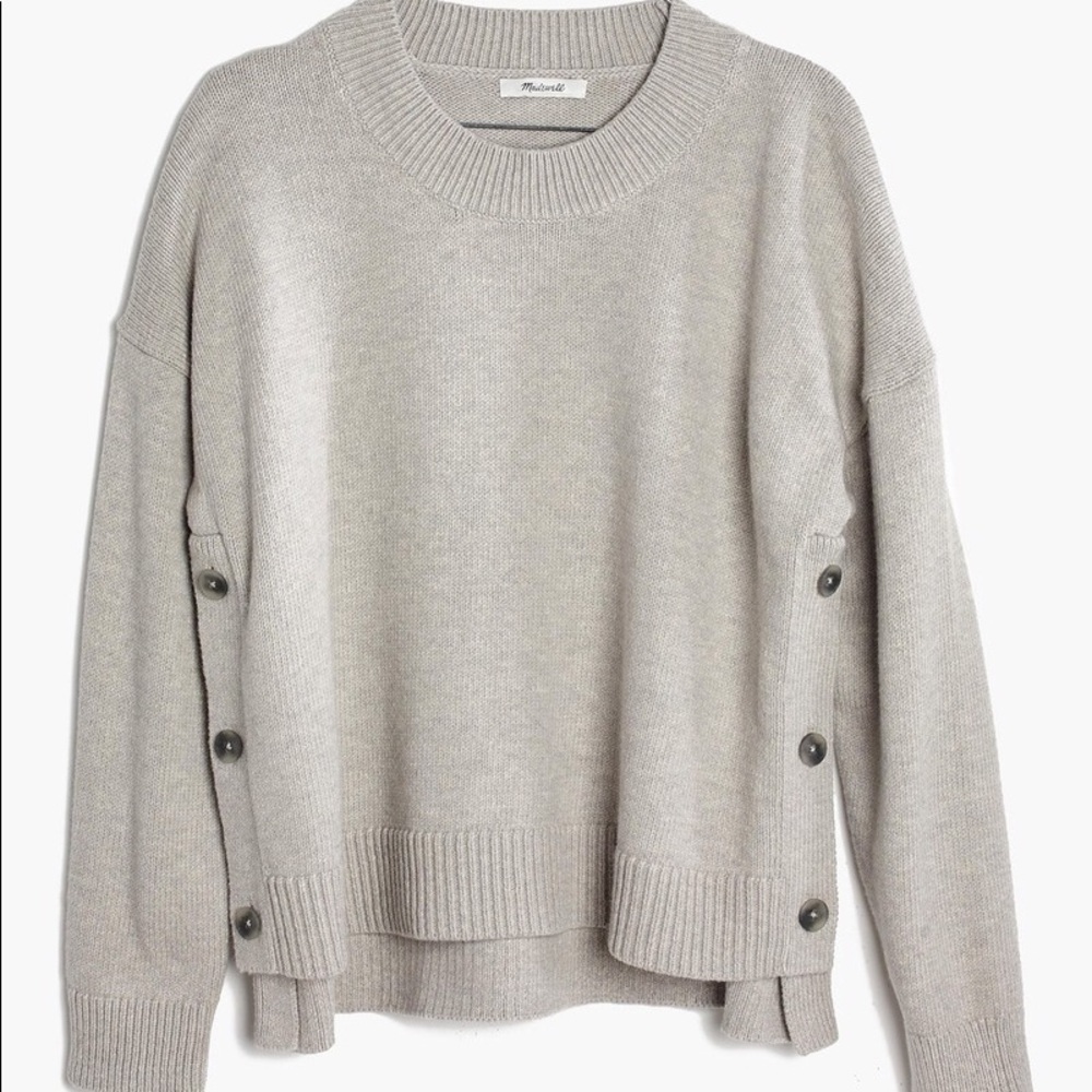 Madewell side button sweater light gray sz S